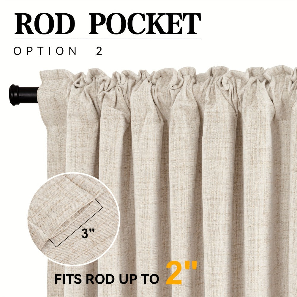 Four-Panel Textured Window Curtain Set in Ten Colors and 50-Inch Width with Four Exact Length Options