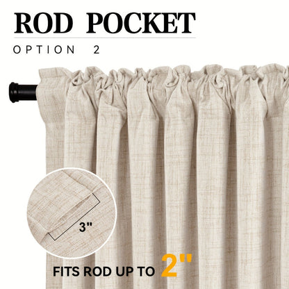 Four-Panel Textured Window Curtain Set in Ten Colors and 50-Inch Width with Four Exact Length Options