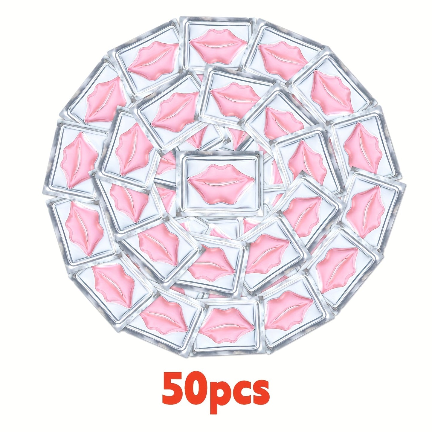 Lip Mask 50 Pcs Crystal Pink Hydrating Patches – Deep Moisturizing Lip Treatment for Dry Dull Lips, Plumping Lip Care Gift Set for Women Mothers Bulk Party Favor