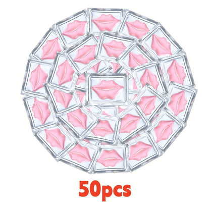 Lip Mask 50 Pcs Crystal Pink Hydrating Patches – Deep Moisturizing Lip Treatment for Dry Dull Lips, Plumping Lip Care Gift Set for Women Mothers Bulk Party Favor