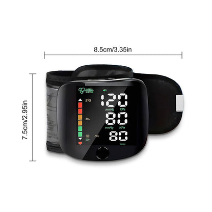Blood Pressure Monitor for Wrist, Portable Black Digital Device with Large Display and One-Button Control