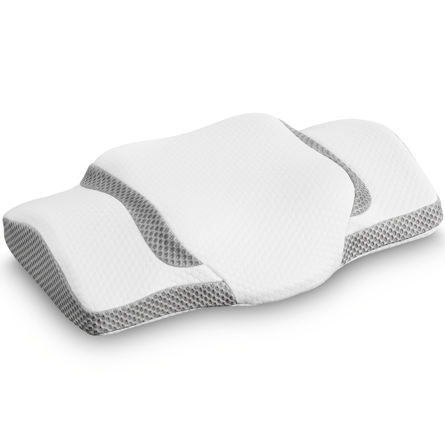 Memory Foam Cervical Pillow Ergonomic Contour Neck Support Orthopedic Bed Pillow for Side Back Stomach Sleepers with Cooling Pillowcase Queen King