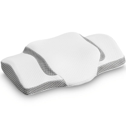 Memory Foam Cervical Pillow Ergonomic Contour Neck Support Orthopedic Bed Pillow for Side Back Stomach Sleepers with Cooling Pillowcase Queen King