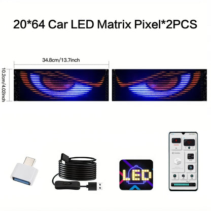 Car LED Light Panel USB Powered Smart Display – App Control, Eye-Shaped Design, Programmable LED Matrix Screen | 16x32 to 16x96 | Vehicle Interior & Exterior Decoration