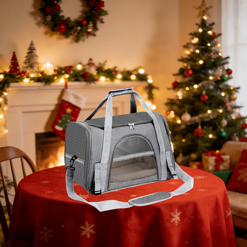 Soft-Sided Pet Carrier Tote with Mesh Windows, Top Handles, Shoulder Strap and Six Color Options