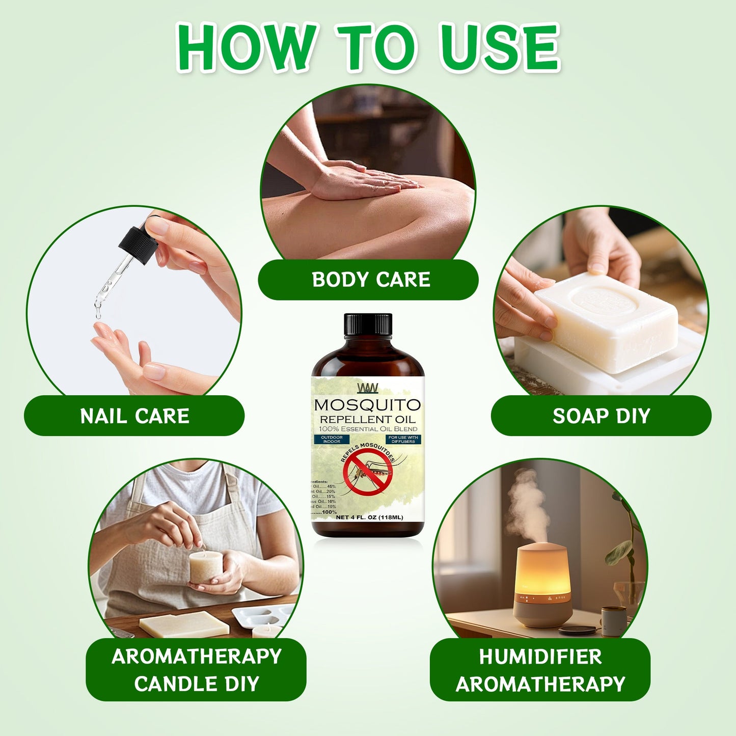 Mosquito Repellent Essential Oil Blend – 120ml Dropper Bottle for Diffusers, Sprays & Lotions