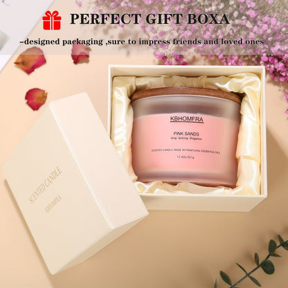 12.4oz Candle with Three Cotton Wicks, Wide Glass Jar, Gift Box and Six Fragrance Selections