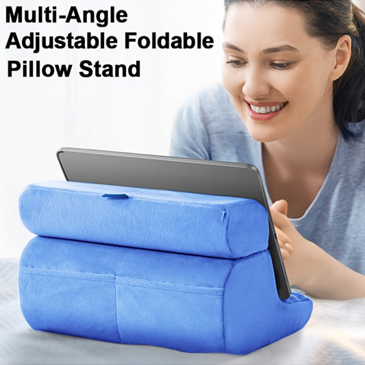 Tablet Pillow Stand Lap Bed Holder – Hands-Free Viewing, Foldable, Washable Cover, Fits iPad iPhone E-Reader
