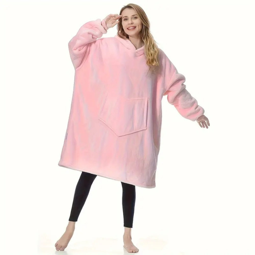 Pile-Texture Wearable Blanket Hoodie with Kangaroo Pocket and Four Pumpkin, Moon or Sock Bundle Styles