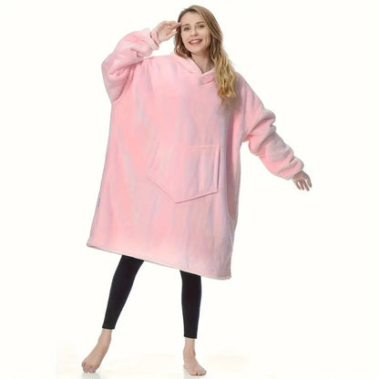 Pile-Texture Wearable Blanket Hoodie with Kangaroo Pocket and Four Pumpkin, Moon or Sock Bundle Styles