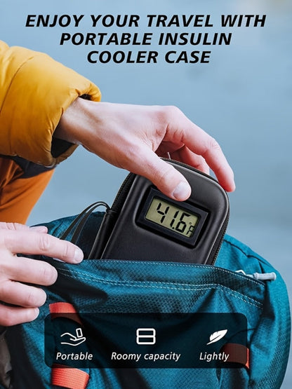 Insulin Cooler Travel Case with Temperature Display, Portable Diabetic Medication Bag with 2 TSA Approved Ice Packs for Insulin Pens