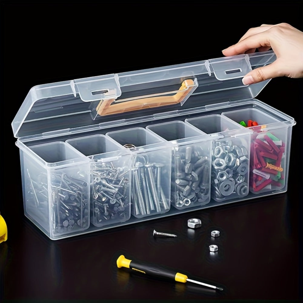 14-Piece Transparent Parts Organizer Box Set with Dividers, 2 Large + 12 Small Portable Storage Cases, Multi-Compartment Hardware Organizer for Screws, Nuts, Bolts, Beads & Small Parts