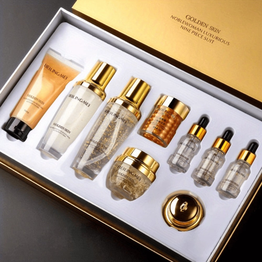 Korean Skincare Set 9pcs for Women Collagen Hyaluronic Acid Niacinamide Hypoallergenic Moisturizing Firming Brightening All Skin Types Gift Set