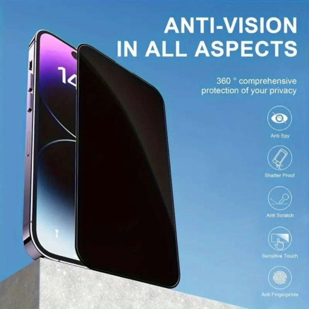 Anti-Spy Tempered Glass Screen Protector for iPhone – 9H Full Coverage Privacy Film, HD Blackout, Fingerprint Resistant, Face ID Compatible, iPhone X XS XR 11 12 13 14 15 16 17 Pro Max Plus Air