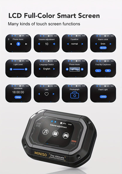 AI Translation Wireless Earbuds Real-Time 135 Languages Open-Ear Design Full-Color Touch Screen for an Everyday Personal Care Routine
