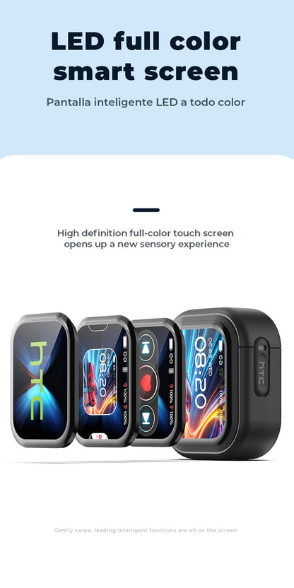 AI Translation Earbuds with Color Touchscreen Charging Case in Black or White and Five Bundle Options