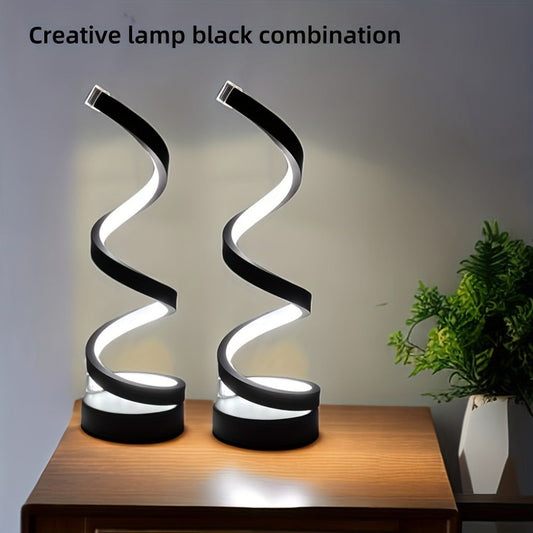 LED Table Lamp with Touch Control – Spiral Vintage Desk Light, 3 Color Modes, Adjustable Arm, USB-C Powered, Minimalist Bedside Lamp for Bedroom, Living Room, Office & Study