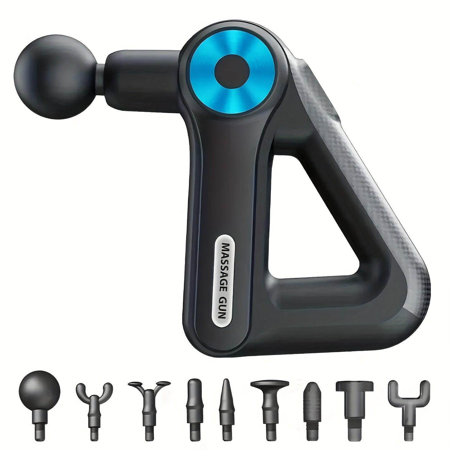 Massage Gun Deep Tissue Percussion Massager Portable | 9 Attachments 9 Speed Settings Muscle Relief Fatigue Recovery Pain Alleviation | Compact Handheld Body Massager for Athletes Gym Home Office | Blue Black Golden Black