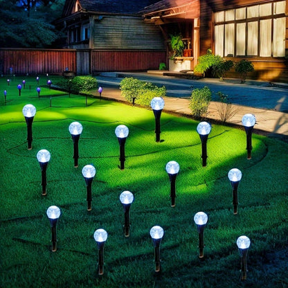 Solar LED Garden Path Lights 30pcs Bubble Shape | Auto On at Night | Waterproof Outdoor Stake Lights | Colorful & Warm White | Lawn Landscape Lights for Garden Patio Wedding Party Festival