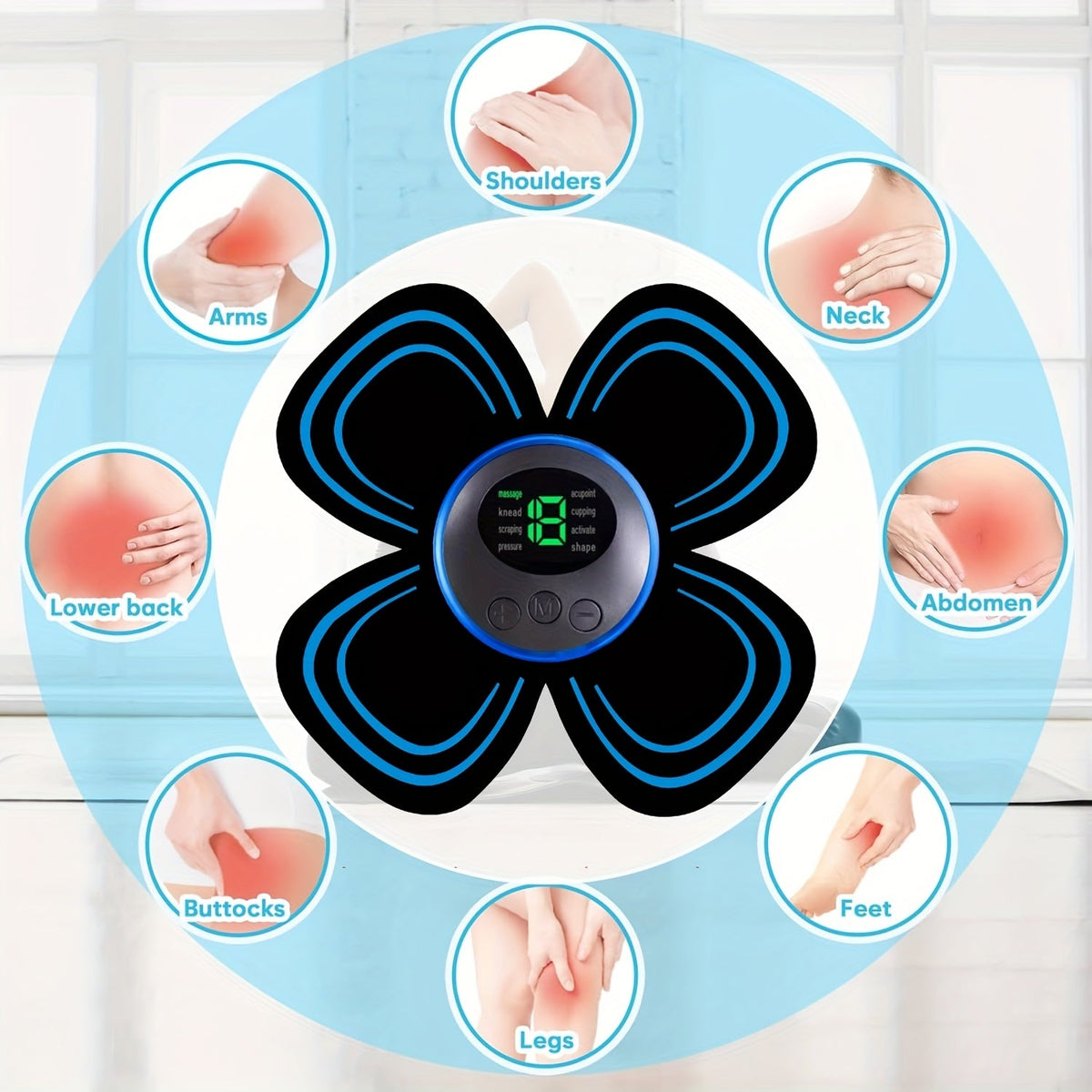 EMS Stimulator Massager Patch, Full Body Electric Massage Device with 8 Modes & 19 Intensity Levels for Shoulder