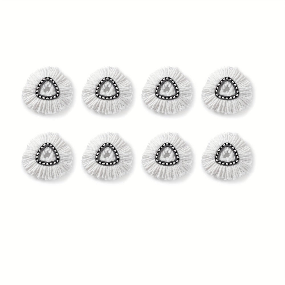 Microfiber Spin Mop Replacement Heads 8 Pack, 360° Universal Mop Refills for Standard Spin Mop Buckets, Machine Washable Reusable Mop Pads for Hardwood, Tile, Laminate & Marble Floors – Round & Triangle
