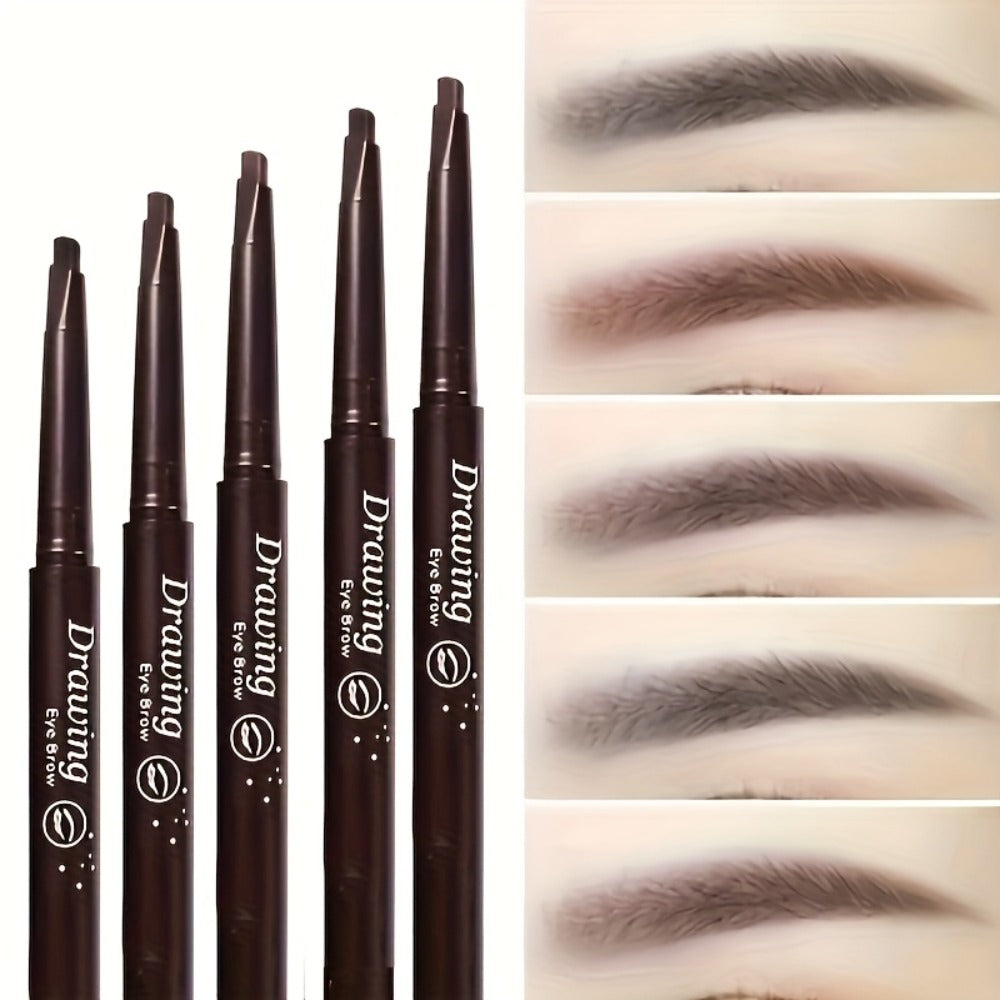 12-Pack Automatic Eyebrow Pencils with Angled Tips, Spoolie Ends and Four Brown-to-Black Color Options