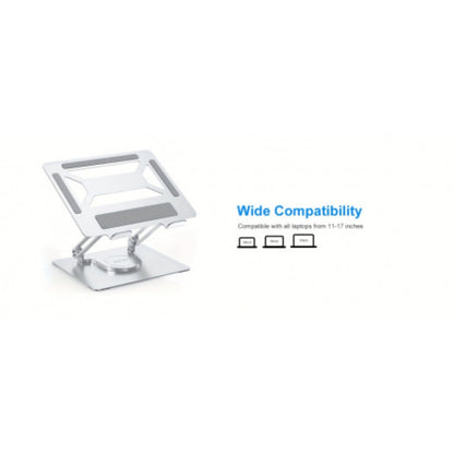 Rotating Laptop Stand with 360-Degree Swivel Base, Foldable Metal Riser in Silver or Black