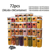 72pcs (36 lids + 36 jars) / multi-size