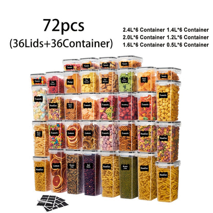 Food Storage Containers Multi-Size Pantry Set with Matching Lids, Labels and Markers in Four Pack Options