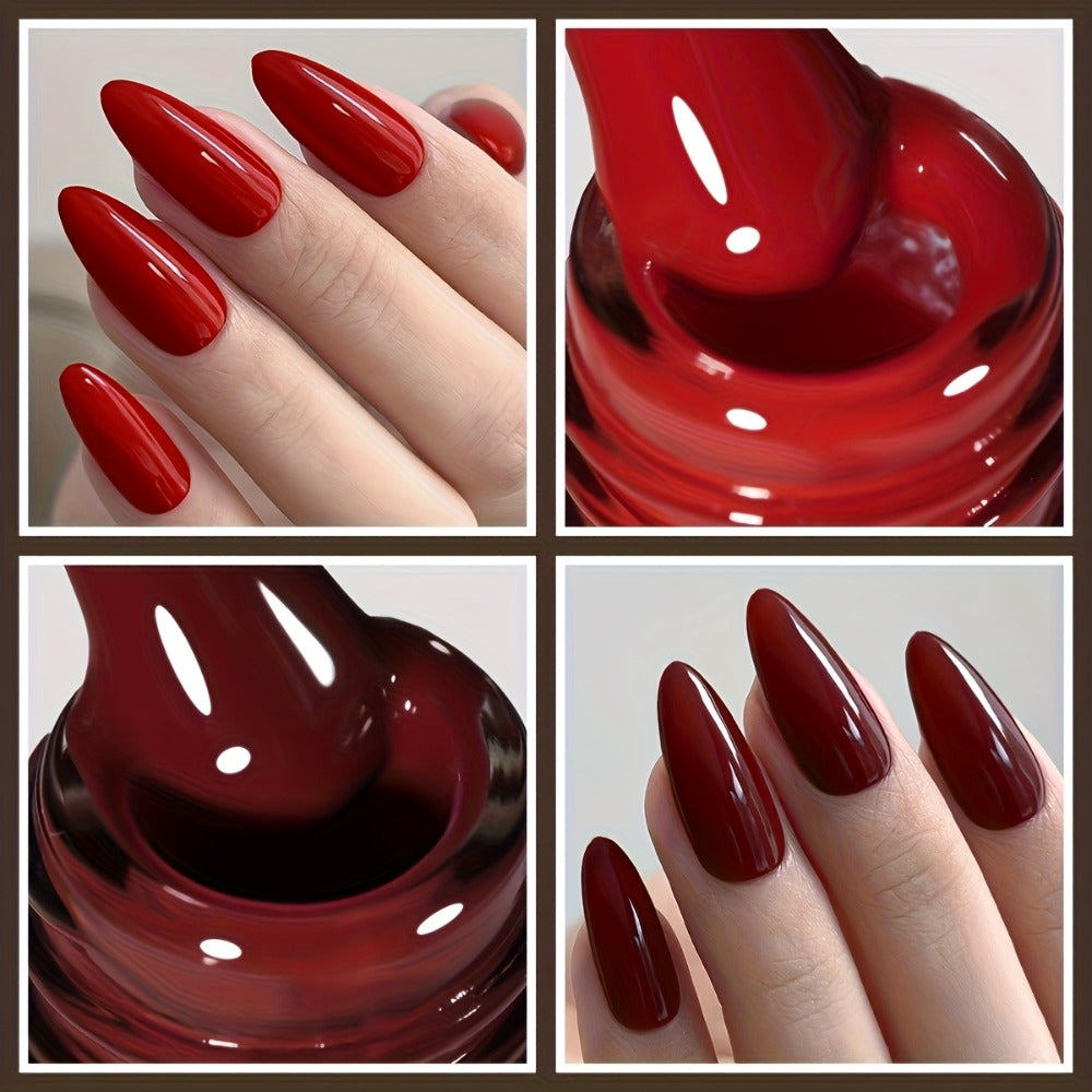 Gel Nail Polish Set with XEIJAYI Label, 6 Red Glitter Gel Colors in Gilded Bottle Set 36 for UV LED Cure