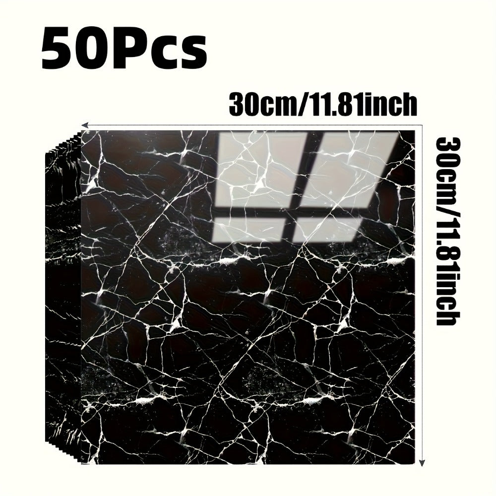 11.81-Inch Square Marble-Pattern Peel-and-Stick Wall Tiles in 50- or 100-Piece Design Options