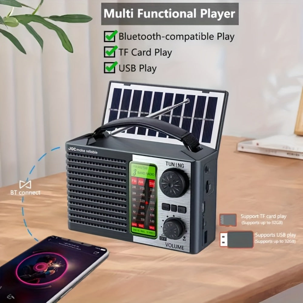 Portable Retro Radio Speaker with MP3 Player Rechargeable Battery Emergency Weather for Bedside Audio, Alarms and Room Entertainment