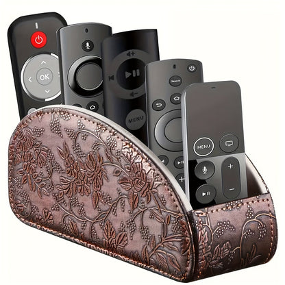 Faux Leather Desktop Organizer 5 Compartments – Multifunctional Remote Control Holder Caddy, Pen Holder Storage Box for Remote Controls, Pens, Eyeglasses, Makeup Brushes & Office Stationery, 10 Styles