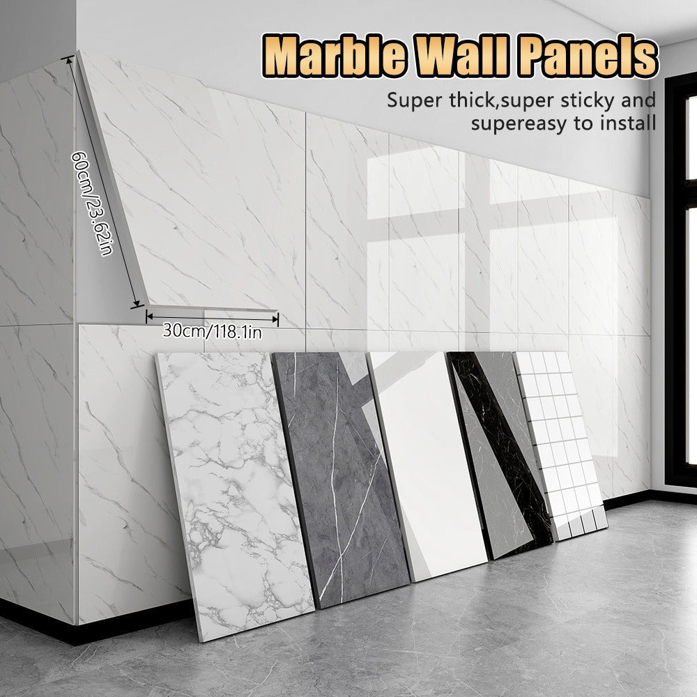Marble Peel and Stick Wall Panels Self-Adhesive 3D Decorative Tiles - Glossy Marble Sheets, for Entryways, Bedrooms and Living Spaces