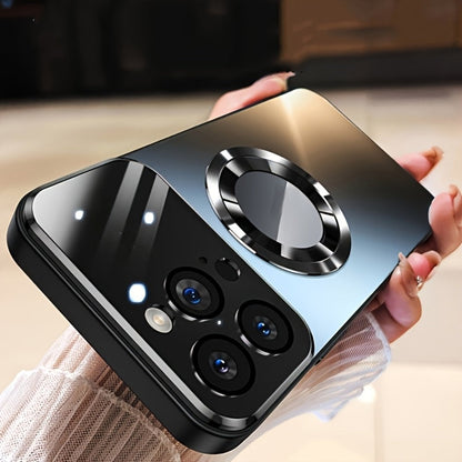 Phone Case Matte Titanium-Finish Magnetic Cover with Built-In Glass Lens Protector for Select iPhone Models