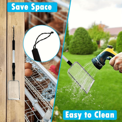 Three-Section Telescopic Beach Sand Sifter with Rectangular Mesh Basket, Wrist Strap and Retractable Handle