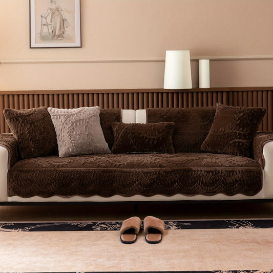 Sofa Cover Quilted Plush-Texture Panels in 35.5-Inch Width for 1 to 4 Seats, Backrest or Armrest