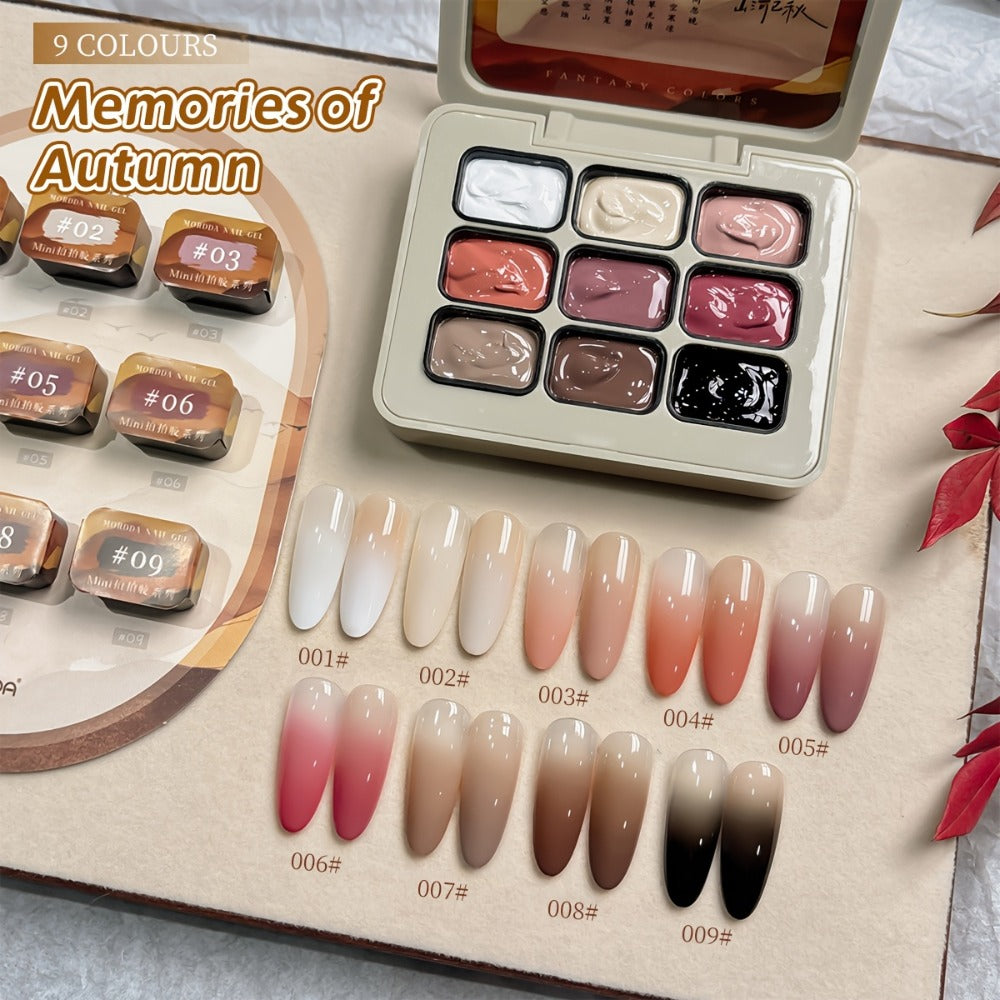 Gel Nail Polish 9-Color Mini Grid Sets for Ombre and Patting Art in 5 Curated Collection Options