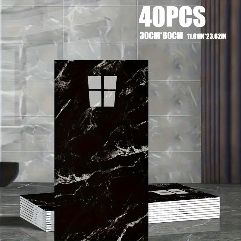 Marble-Pattern Wall Panel Set with 20- or 40-Piece Packs, Eight Codes and 11.81 x 23.6-Inch Tiles