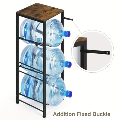 Water Jug Storage Organizer 3-Tier Black Rack for 5-Gallon Bottles in Kitchen, Office or Living Room