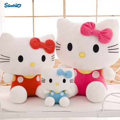 Plush Toy Kawaii Cat Doll with Pink or Blue Color Options, Bow Detail and Soft Fabric for Room Decor