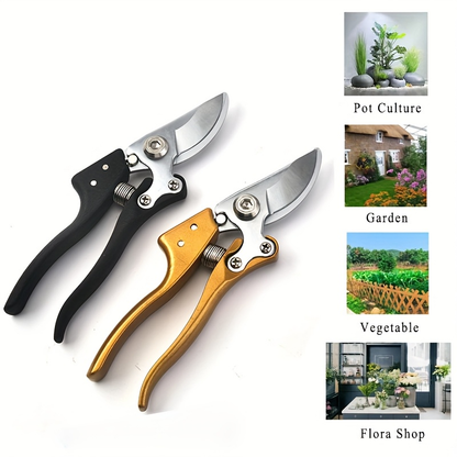 Japanese Gardening Shears Heavy Duty with Ergonomic Handle, Floral Scissors & Pruning Shears for Plant Trimming, Branch Cutting & Outdoor Garden Work – Gold & Black