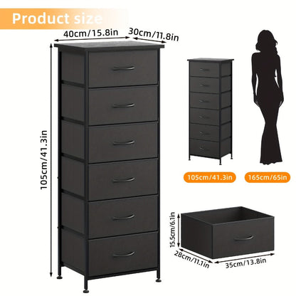 Tall Dresser with Fabric Drawers Storage Organizer 41-47 Inch 6 Drawer Chest for Bedroom Closet Entryway Clothing Storage 6 Colors
