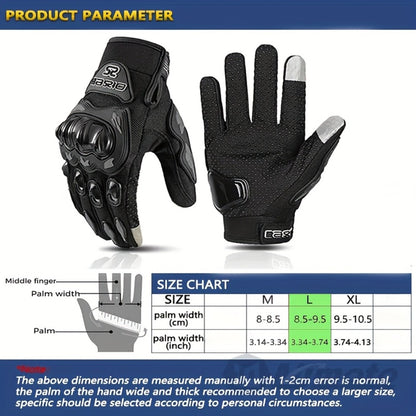 Motorcycle Gloves Full Finger Summer Breathable Touchscreen Hard Shell Protection Non-Slip Motocross Racing Gloves for Men Women, Black Red, M L XL