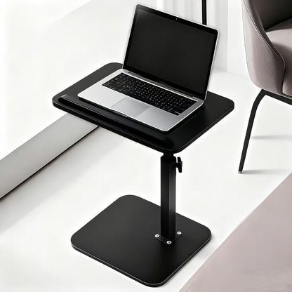 Floor Laptop Tray Table with 360-Degree Swivel Top, Adjustable Support Rod and Walnut or Black Options