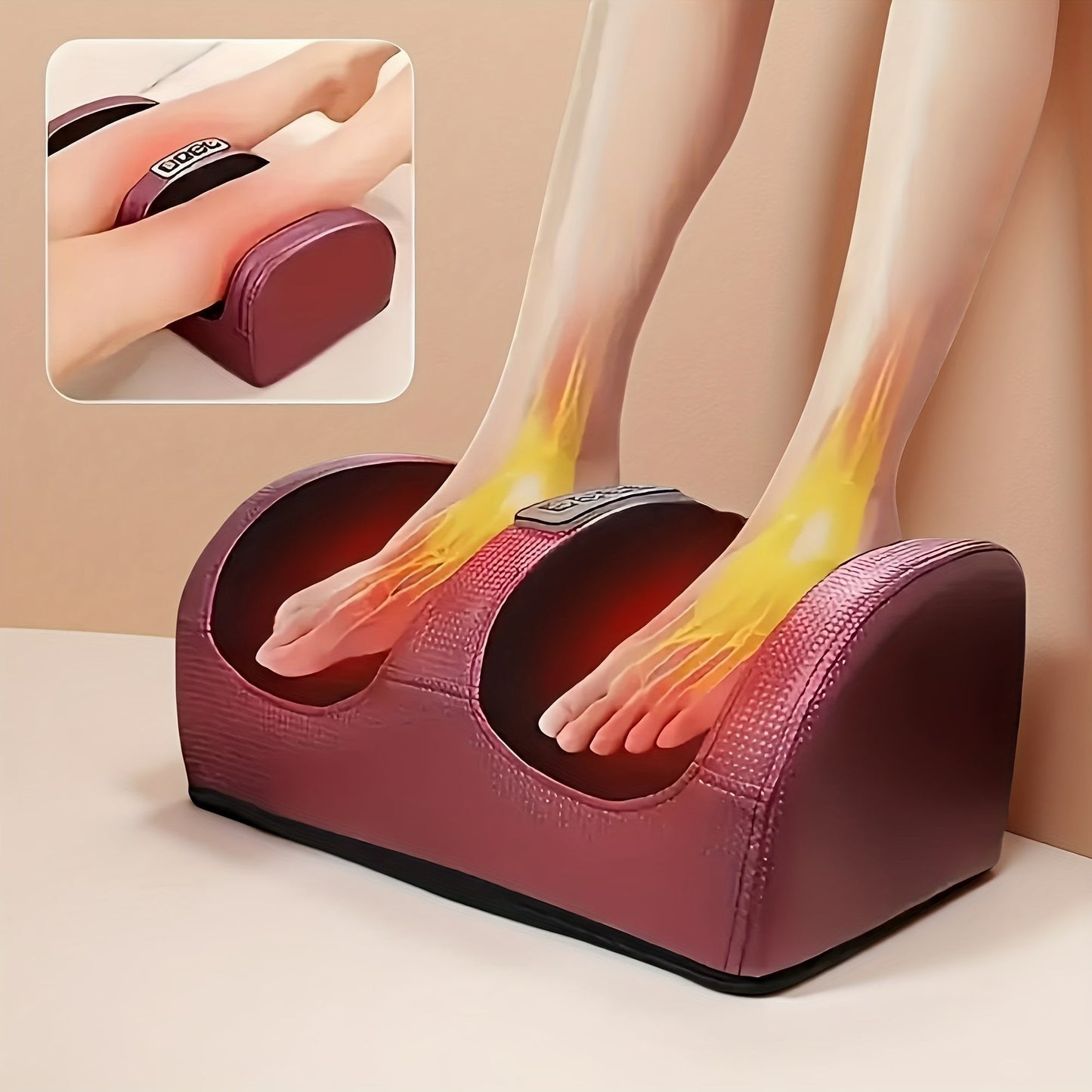 Open Foot and Lower-Leg Massager with Bidirectional Rollers, 15-Minute Timer and Black or Red Finish