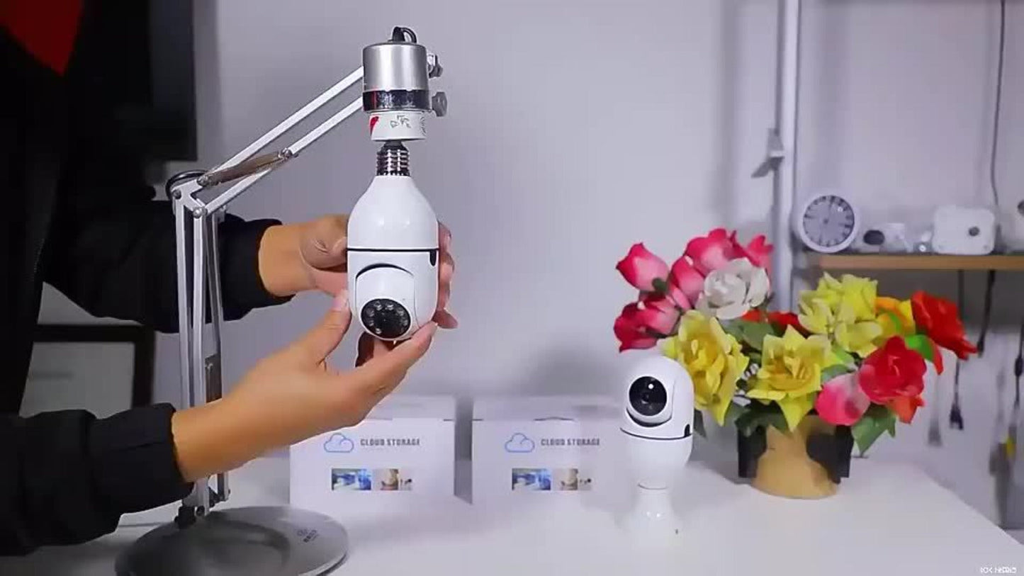 3MP Bulb Security Camera 360° Panoramic WiFi Indoor Surveillance, Dual Band 5GHz & 2.4GHz, Night Vision, Two-Way Audio, App Control – Screw-In Home Garage Pet Baby Nanny Monitor Camera