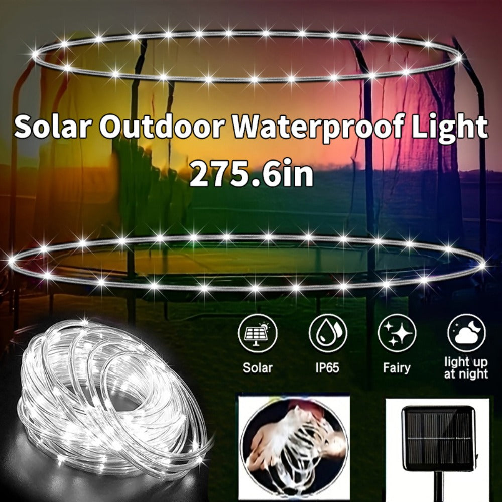 Solar Powered LED Trampoline Lights Colorful Rope Lights for 8-16 Ft Trampolines 8 Dynamic Modes IP65 Waterproof Outdoor Backyard Decoration Warm White Blue Multicolor