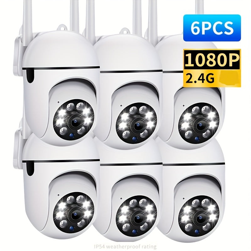 Indoor Security Camera 6-Pack with 1080P Video, 355° Pan-Tilt, Night Vision and USB Power Setup