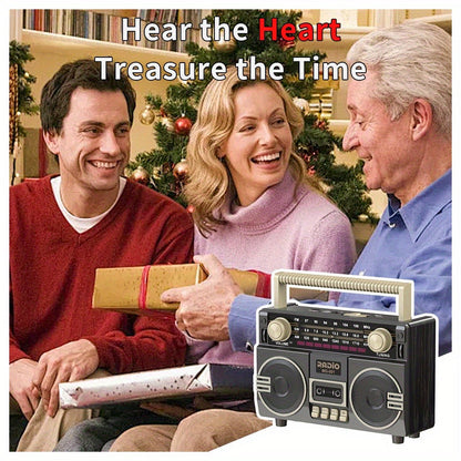 Portable AM/FM/SW Radio with 1200mAh Battery, Bluetooth, USB/TF/AUX Playback and LED Flashlight